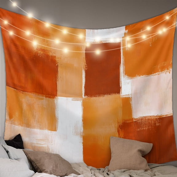 Burnt Orange Geometric Tapestry for Bedroom Wall Hanging Tapestry, Watercolor Ombre Modern Abstract Art Ceiling Backdrop Tapestries Poster Blanket Wall Decor for Teens Room Living Room Dorm 55" x 73"