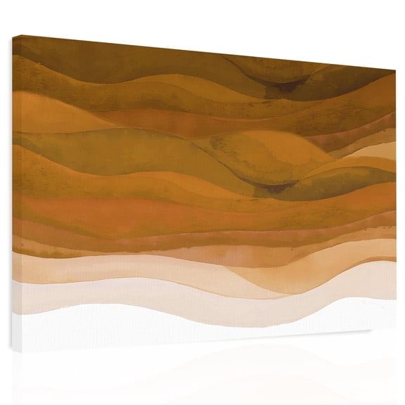 Burnt Orange Gradient Canvas Print Wall Art, Abstract Ocean Wave Wall Decor Modern Artwork Paintings Pictures for Living Room Framed and Stretched Ready to Hang, 12" x 16"