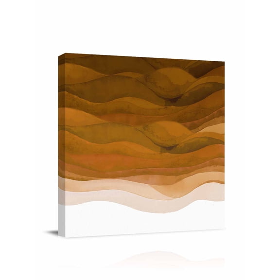 Burnt Orange Gradient Canvas Wall Art, Abstract Ocean Wave Framed Wall Decor Modern Artwork Prints Painting for Living Room, Bedroom, Kitchen & Cafe Decor 20x20 Inch