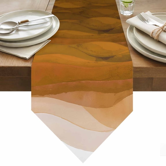 Burnt Orange Gradient Table Runner 70 Inches Long Abstract Ocean Wave Table Runners for Dining Room Tabletop Dresser Scarf Home Party Banquet Wedding Holiday Decoration