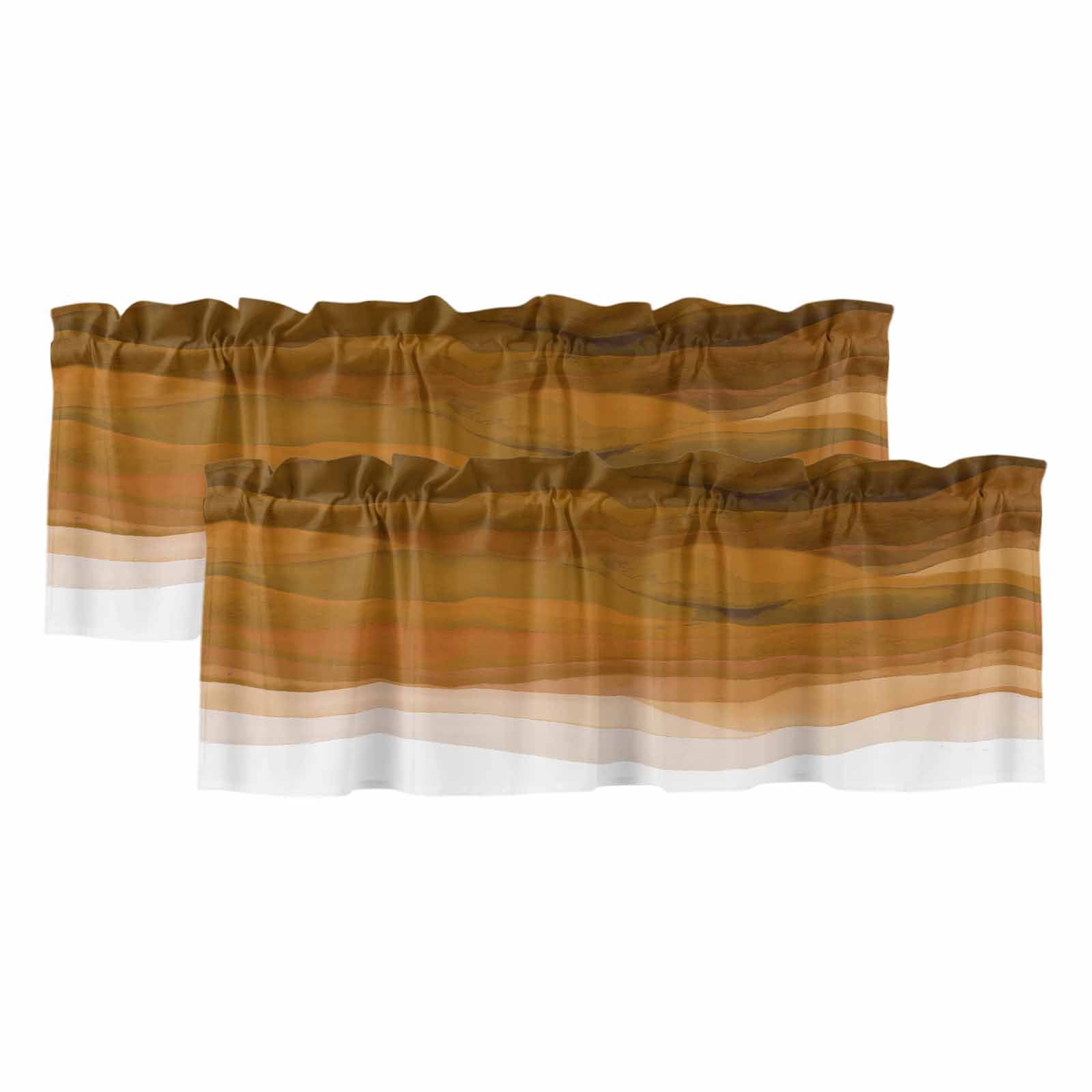 Burnt Orange Gradient Valances for Windows 2 Panels Abstract Ocean Wave ...