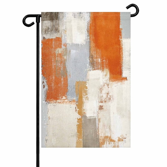 Burnt Orange Gray Graffiti Block Garden Flags for Outside Modern Abstract Texture Art Double Sided Yard Flags Outdoor House Decoration, Small 12X18 Inch,