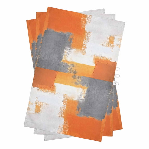 Burnt Orange Gray Kitchen Towels Set of 3, Water Absorbent Dish Towel, Geometric Oil Painting Abstract Modern Decorative Hand Towels - Quick Drying Cloth for Cooking Baking, 18x28 Inch
