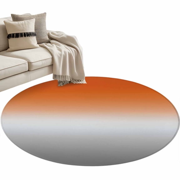 Burnt Orange Gray Ombre Large Area Rugs for Bedroom Living Room, Soft Non Slip Carpet Bedside Rug, Modern Gradient Abstract Art Round Floor Cover Kitchen Accent Rug 3' for Dining Room/Office