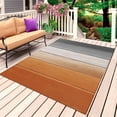 thumbnail image 1 of Burnt Orange Gray Ombre Outdoor Rug for Patio/Deck/Porch, Non-Slip Large Area Rug 6 x 9 Ft, Vintage Farmhouse Wooden Indoor Outdoor Rugs Washable Area Rugs, Reversible Camping Rug Carpet Runner, 1 of 8