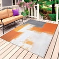 thumbnail image 1 of Burnt Orange Gray Outdoor Rug for Patio/Deck/Porch, Non-Slip Large Area Rug 6 x 9 Ft, Geometric Oil Painting Abstract Modern Indoor Outdoor Rugs Washable Area Rugs, Camping Rug Carpet Runner, 1 of 8