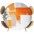 thumbnail image 1 of Burnt Orange Gray Round Tablecloth 36-44 Inch Round Fitted Table Cloth with Elastic Edge, Modern Abstract Geometric Oil Painted Waterproof Table Cover Protector for Outdoor Picnic Party Dining, 1 of 6
