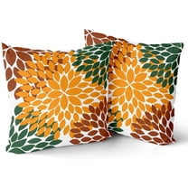 Burnt Orange Green Pillow Covers 16x16 Inch Dahlias Floral Brown Throw Pillows Modern Farmhouse Rustic Pillow Cases Home Decor for Couch Room Bed Cushion Outdoor Set of 2