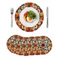 thumbnail image 1 of Burnt Orange Green Round 13 Inch Placemats Set of 6, Vintage Abstract Flowers HeatResistant Non Slip Place Mats for Dining Table, Wipeable Braided Kitchen Table Mats for Housewarming, 1 of 9