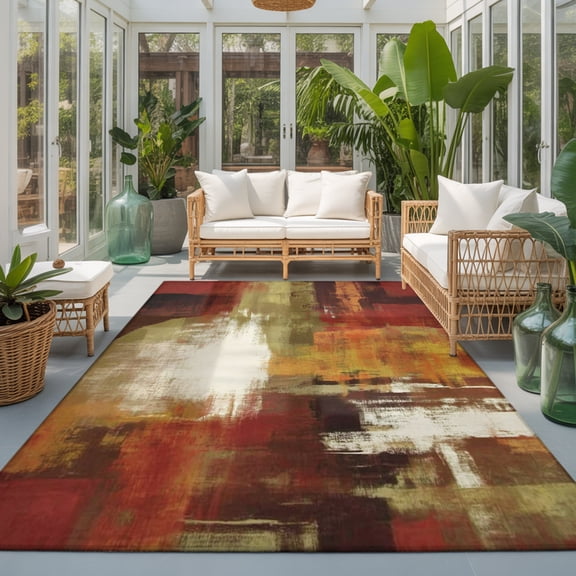 Washable Abstract Shape Rug Washable Area Rug 3x6 Gray & Orange Abstract Non Slip Carpet - Walmart.com