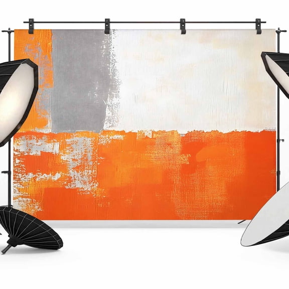 Burnt Orange Grey Backdrop for Photoshoot,Photography Photo Studio Background Wall Backdrop,Abstract Modern Geometric Oil Painted Back Drop Banner Panel for Portraits Wedding Live Streaming 7x5Ft
