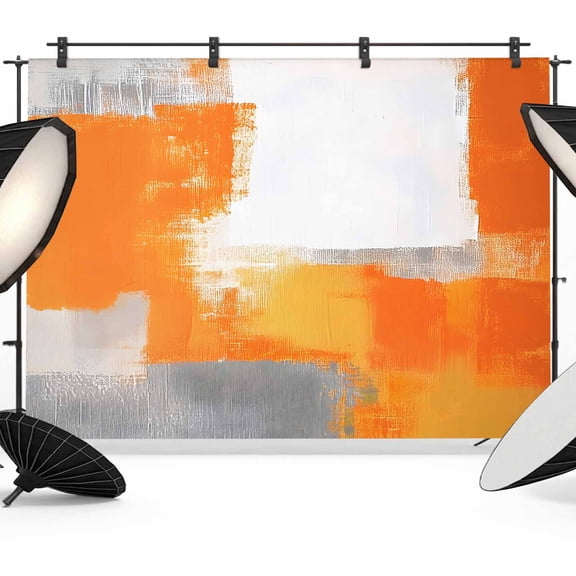 Burnt Orange Grey Backdrop for Photoshoot,Photography Photo Studio Background Wall Backdrop,Modern Geometric Oil Painted Abstract Back Drop Banner Panel for Portraits Wedding Live Streaming 8x6Ft