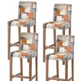 thumbnail image 1 of Burnt Orange Grey Bar Stool Cover Set of 4, Oil Painting Modern Abstract Art Stretch Bar Chair Cover, Removable Washable Pub Counter Stool Chair Slipcover for Kitchen Dining Room Pub Cafe, 1 of 9