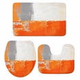thumbnail image 1 of Burnt Orange Grey Bath Mat 3 Piece Bathroom Rug Set, Abstract Modern Geometric Oil Painted Non Slip Bath Rug Contour Mat and Toilet Lid Cover, Absorbent Shower Mats Soft Bath Rugs and Mats Sets, 1 of 8