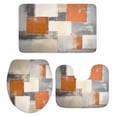 thumbnail image 1 of Burnt Orange Grey Bath Mat 3 Piece Bathroom Rug Set, Modern Abstract Oil Painting Non Slip Bath Rug Contour Mat and Toilet Lid Cover, Absorbent Shower Mats Soft Bath Rugs and Mats Sets, 1 of 8