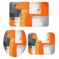 thumbnail image 1 of Burnt Orange Grey Bath Mat 3 Piece Bathroom Rug Set, Modern Oil Painted Art Abstract Non Slip Bath Rug Contour Mat and Toilet Lid Cover, Absorbent Shower Mats Soft Bath Rugs and Mats Sets, 1 of 8