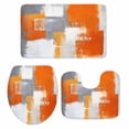 thumbnail image 1 of Burnt Orange Grey Bath Mat 3 Piece Bathroom Rug Set, Modern Oil Painted Geometric Abstract Non Slip Bath Rug Contour Mat and Toilet Lid Cover, Absorbent Shower Mats Soft Bath Rugs and Mats Sets, 1 of 8