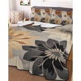 thumbnail image 1 of Burnt Orange Grey Black Flower Queen Size Down Alternative Comforter, Lightweight Comforter Quilt Bedding Set with Pillow Shams Spring Floral Botanical All Seasons Bed Comforter Duvet Insert 90"x96", 1 of 7