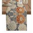 thumbnail image 1 of Burnt Orange Grey Flower Burlap Cotton Table Runner 13x70 Inches Long, Botanical Spring Floral Farmhouse Table Runners, Outdoor Dining Tablecloths Decor for Baby Shower/Party/Wedding, 1 of 6