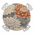 thumbnail image 1 of Burnt Orange Grey Flower Round Tablecloth for 36-44 Inch Tables, Fitted Table Cover with Elastic Edge, Botanical Spring Floral Waterproof Outdoor Table Cloth Protector for Patio Garden Dinner Picnic, 1 of 9
