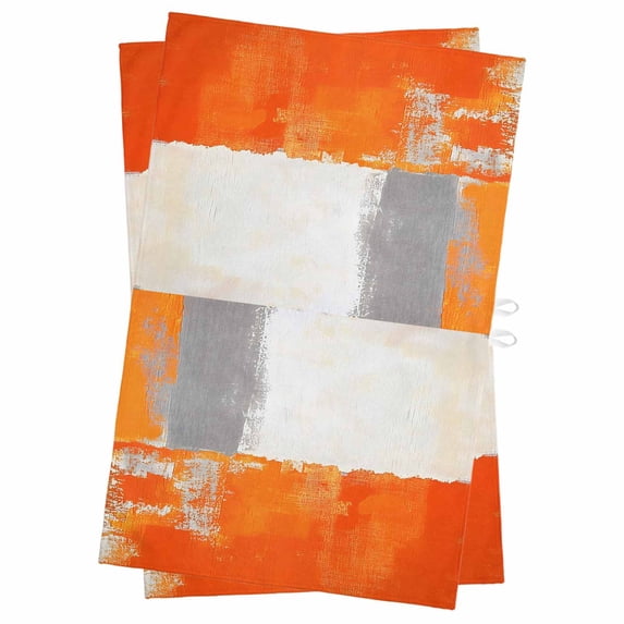 Burnt Orange Grey Kitchen Towels Set of 2, Water Absorbent Dish Towel, Abstract Modern Geometric Oil Painted Decorative Hand Towels - Quick Drying Cloth for Cooking Baking, 18x28 Inch