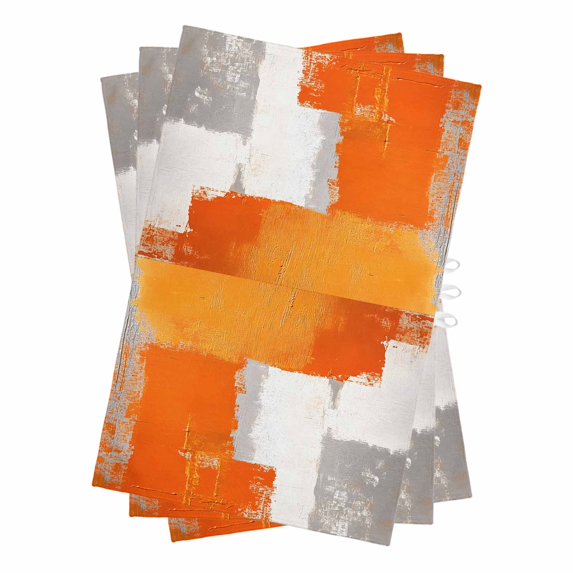 Burnt Orange Grey Kitchen Towels Set of 3, Water Absorbent Dish Towel, Modern Abstract Geometric Oil Painted Decorative Hand Towels - Quick Drying Cloth for Cooking Baking, 18x28 Inch