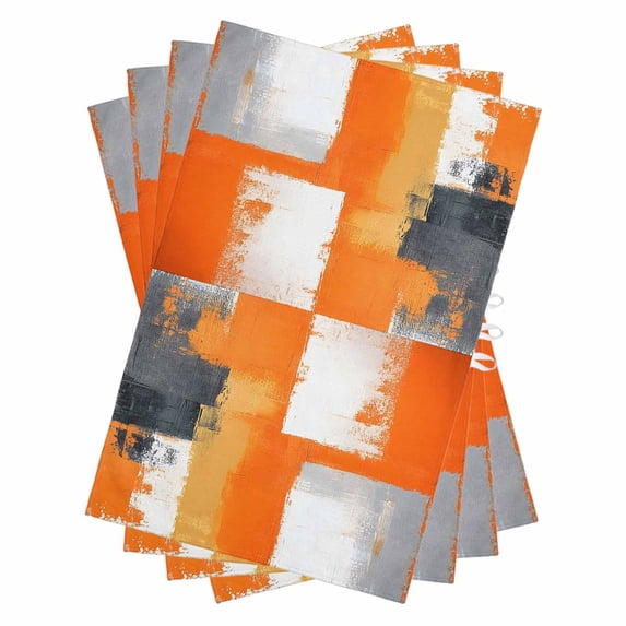 Burnt Orange Grey Kitchen Towels Set of 4, Water Absorbent Dish Towel, Modern Oil Painted Art Abstract Decorative Hand Towels - Quick Drying Cloth for Cooking Baking, 18x28 Inch