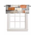 thumbnail image 1 of Burnt Orange Grey Kitchen Valances for Windows Farmhouse Linen Window Valance Curtain for Living Room Window Treatment Modern Abstract Oil Painting Valance Rod Pocket Topper Drape, 42 x 18 Inch, 1 of 6