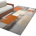 thumbnail image 1 of Burnt Orange Grey Living Room Rug 4x6 Washable Area Rug for Bedroom, Non-Slip Dining Room Rugs Modern Abstract Oil Painting Indoor Carpet for Kitchen Entryway Office Nursery Laundry, 1 of 8