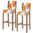 thumbnail image 1 of Burnt Orange Grey Oil Painting Bar Stool Cover Set of 2, Abstract Modern Geometric Stretch Bar Chair Cover, Removable Washable Pub Counter Stool Chair Slipcover for Kitchen Dining Room Pub Cafe, 1 of 9