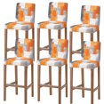 thumbnail image 1 of Burnt Orange Grey Oil Painting Bar Stool Cover Set of 6, Abstract Modern Geometric Stretch Bar Chair Cover, Removable Washable Pub Counter Stool Chair Slipcover for Kitchen Dining Room Pub Cafe, 1 of 9
