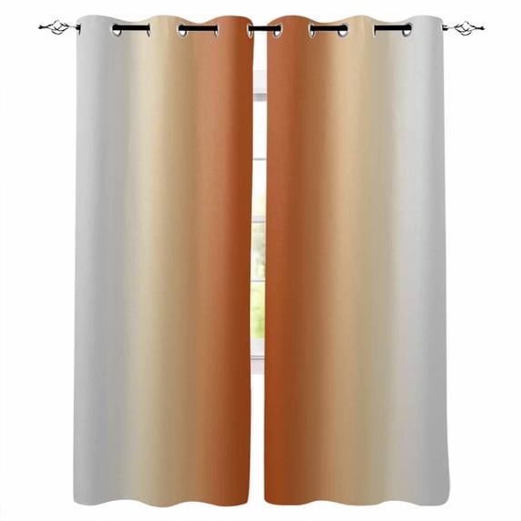 Burnt Orange Grey Ombre Blackout Curtains for Bedroom Living Room Darkening Curtains 63 Inches Long Farmhouse Gradient Minimalist Window Curtain 2 Panels Set Window Treatment Grommet Drapes 52"x63"
