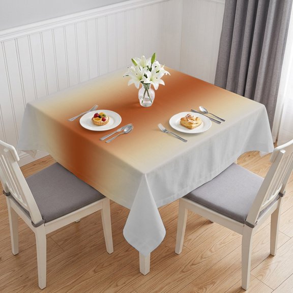 Burnt Orange Grey Ombre Table Cloth Waterproof Tablecloths, Modern Abstract Art Gradient Tablecloth Dining Table Cover for Kitchen Party Tabletop Outdoor, Square Tablecloth 54x54 Inch