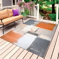 thumbnail image 1 of Burnt Orange Grey Outdoor Rug for Patio/Deck/Porch, Non-Slip Large Area Rug 5 x 7 Ft, Modern Oil Painting Abstract Indoor Outdoor Rugs Washable Area Rugs, Reversible Camping Rug Carpet Runner, 1 of 8