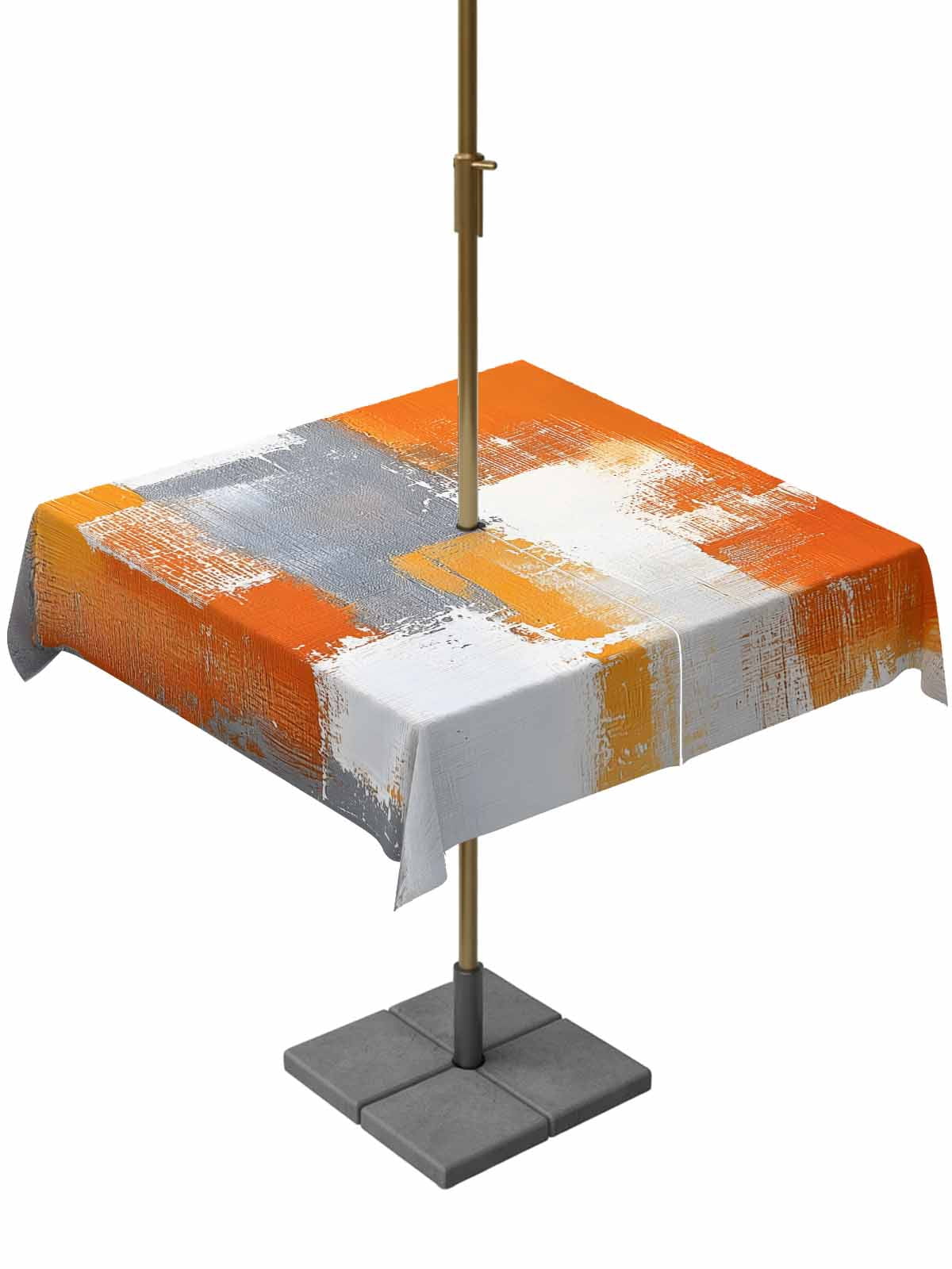 Burnt Orange Grey Outdoor Tablecloth with Umbrella Hole, Oil Painting ...