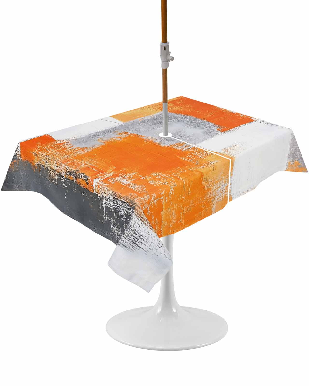 Burnt Orange Grey Rectangle Outdoor Tablecloth, Waterproof Table Cloth ...