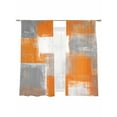 thumbnail image 1 of Burnt Orange Grey Sheer Curtains 63 Inch Length 2 Panels Set, Semi Transparent Voile Rod Pocket Curtains for Living Dining Room Bedroom Drapes Modern Oil Painting White Geometric, 1 of 6
