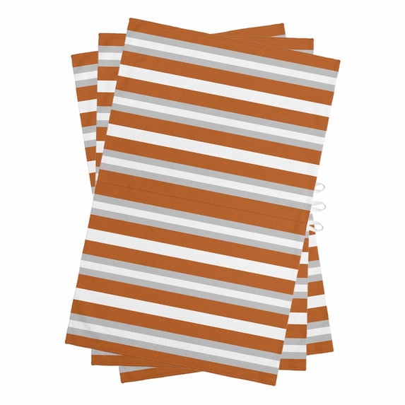 Burnt Orange Grey Stripe Kitchen Towels Set of 3, Water Absorbent Dish Towel, Minimalist Farmhouse Striped Decorative Hand Towels - Quick Drying Cloth for Cooking Baking, 18x28 Inch