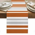 thumbnail image 1 of Burnt Orange Grey Stripe Table Runner - 60 Inch Long, Kitchen Dining Table Runner Dresser Scarves, Farmhouse Minimalist Striped Farmhouse Decor for Coffee Tables Wedding Party Banquet, 1 of 8