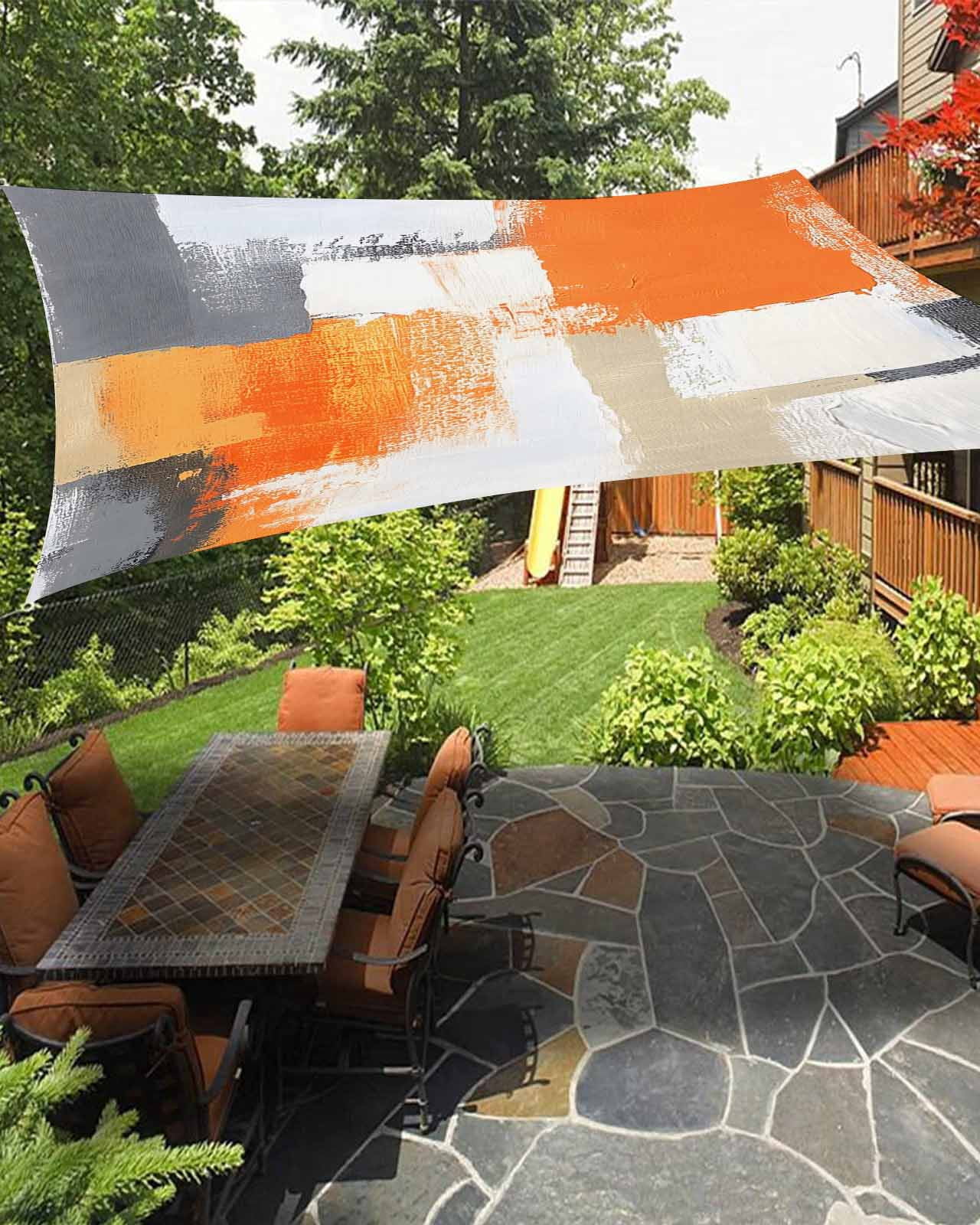 Burnt Orange Grey Sun Sail Shades Rectangle Canopy,Sunlight Block Heavy ...