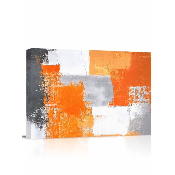 Burnt Orange Grey Wall Art for Living Room,Canvas Picture Wall Decor for Bathroom Bedroom,Modern Oil Painted Abstract Art Painting Artwork for Office Kitchen Hallway Dining Room Home Decor 12"x16"