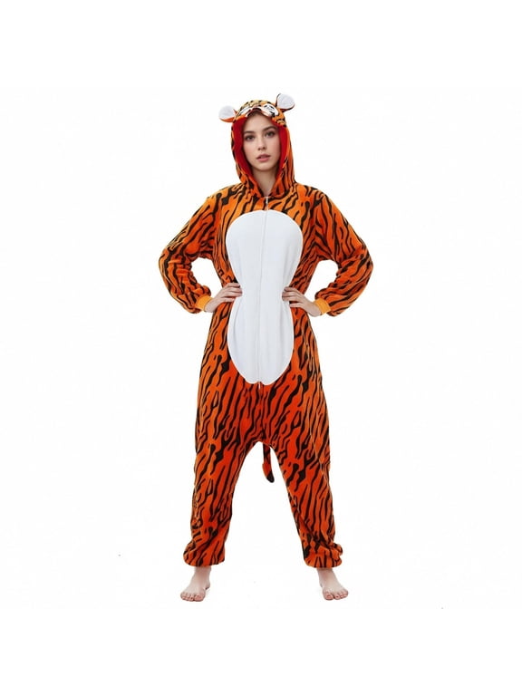 Burnt Orange Hood for Women Mens Winter Fall Long Sleeve Flannel Cute Animal Costumes Hoodies Pajamas Loungewear Catsuit Mens Women 2026 Clothes Y2K XL