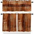 thumbnail image 1 of Burnt Orange Kitchen Curtains Set Short Half Curtains 36 Inches Length, Modern Abstract Art Geometric Oil Painted Rod Pocket Window Treatment Bedroom Tiers and Valance Set for Cafe Bathroom, 1 of 6