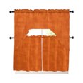 thumbnail image 1 of Burnt Orange Kitchen Curtains Set for Windows 3 Piece Cafe Curtains 36 Inch Length Swag Curtains Valances and Tier Set Country Farmhouse Warmth Orange Mottling Drapes for Bedroom Bathroom Living Room, 1 of 6