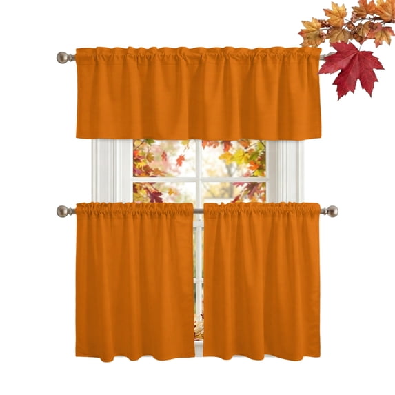 Vlanace Burnt Orange Kitchen Curtains Sets 24 Inch Length Tier Curtain, Country ...