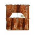 thumbnail image 1 of Burnt Orange Kitchen Curtains Swag Valance and Tier Curtains Set 24 Inch Length, Retro Oil Painting Modern Abstract Art Aesthetics Rod Pocket Drape Panels Pair Swag Curtains for Bathroom/Cafe/Window, 1 of 6
