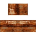 thumbnail image 1 of Burnt Orange Kitchen Rugs Set 2 Pieces, Modern Geometric Orange Non-Slip Rubber Backing Floor Mats Doormat Bathroom Runner Area Rug Carpet, Painting Abstracvt Art, 15.7x23.6in + 15.7x47.2in, 1 of 6