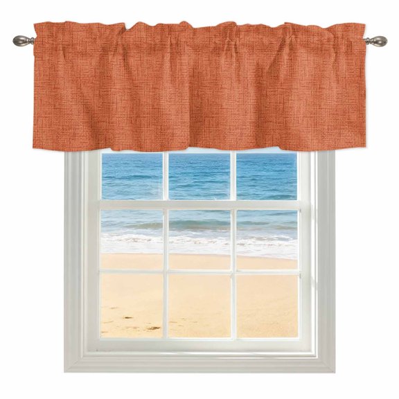 Burnt Orange Kitchen Valances for Windows 60x18 Inch Kitchen Curtains Valances Rod Pocket Rustic Farmhouse Solid Color Fall Bathroom Window Valances for Window Treatment Decor