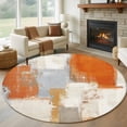 thumbnail image 1 of Burnt Orange Large Round Rug 8 FT, Non Slip Living Room Area Carpet, Modern Geometric Grey Oil Painting Abstract Washable Soft Circle Rug Non-Shedding Floor Carpet for Bedroom Office Dining Room, 1 of 9