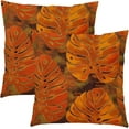 thumbnail image 1 of Burnt Orange Leaf Pillow Covers 16X16 Inch Summer Tropical Monstera Leaves Plant Decorative Pillow Cases Set of 2 Botanical Linen Throw Pillows Modern Home Decor For Couch Cushion Outdoor, 1 of 6